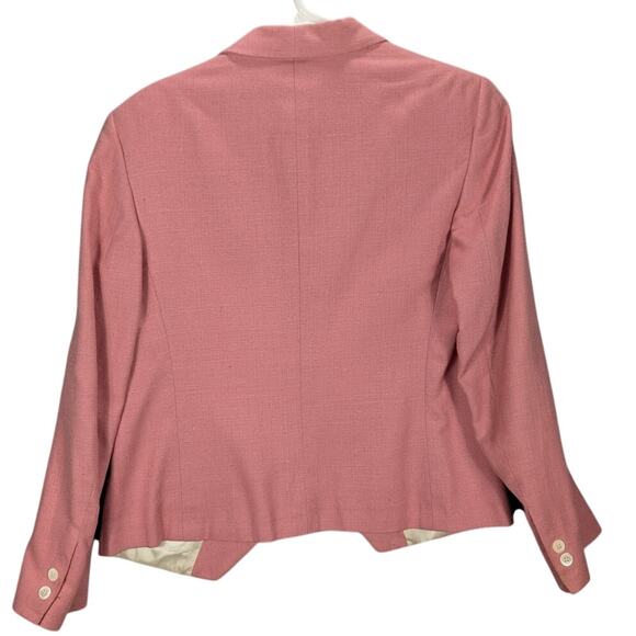Vintage Burberry Blazer Womens Medium Pure Silk Pink Lined Jacket Preppy READ - Picture 2 of 11